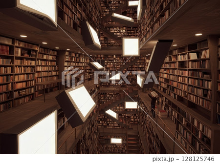 Floating Bookshelves Infinite Space Multiple Gravity Directions Library 128125746