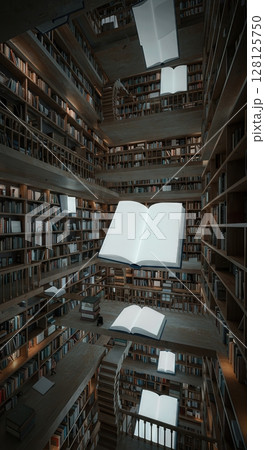 Floating Bookshelves Infinite Space Multiple Gravity Directions Library 128125750