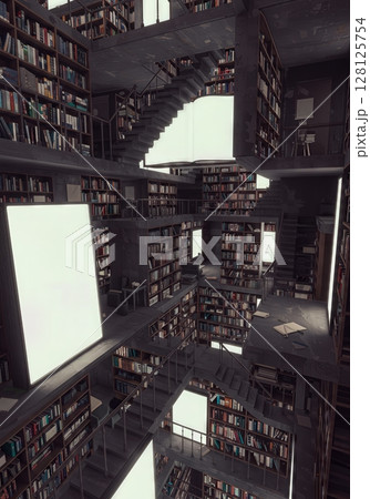 Floating Bookshelves Infinite Space Multiple Gravity Directions Library 128125754