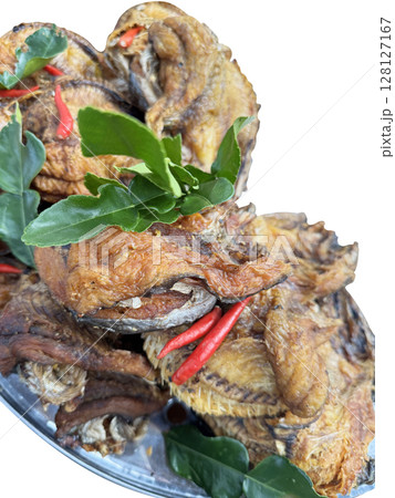 Top view of Sour and Spicy Smoked Dry Fish Soup, focus selective Top view of Sour and Spicy Smoked Dry Fish Soup, focus selective 128127167