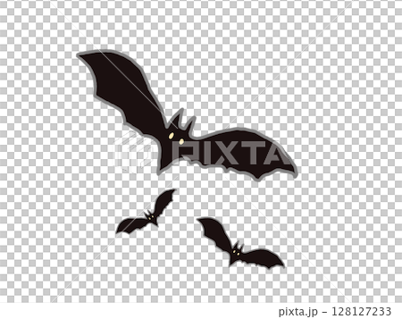 Illustration of large and small bats flying 128127233