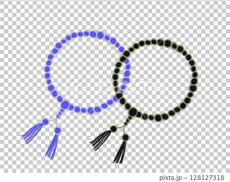 黑色和藍色念珠的插圖 128127318