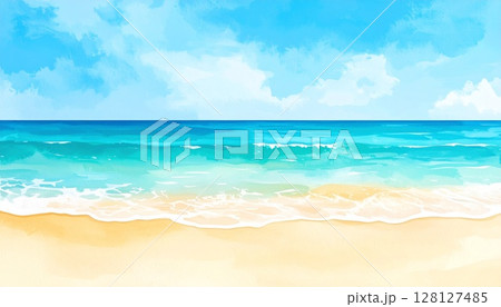 夏空と波がきらめく透明な海の風景 128127485