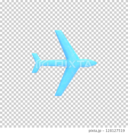 3D插圖 帶有粘土紋理的淺藍色飛機的簡單圖標 128127519
