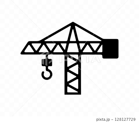 Tower crane or crane, construction, graphic design. Lifting, hoist, erection and load, vector design and illustration 128127729