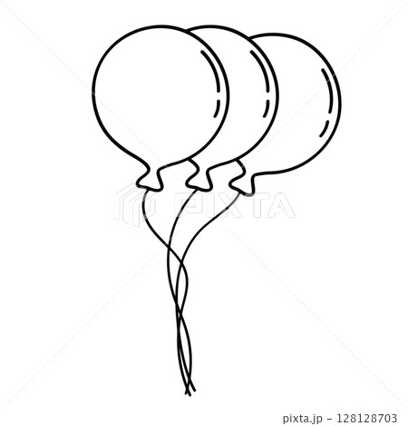 Balloon line doodle hand drawn coloring page elements collection. Vector illustration. Balloon line doodle hand drawn coloring page elements collection. Vector illustration. 128128703