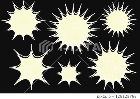 Cartoon starburst speech bubbles collection on black background. Vector illustration. 128128768
