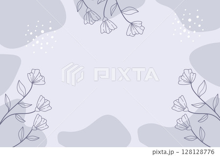 Modern abstract botanical background with hand drawn flowers on pastel color background illustration. 128128776