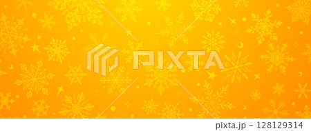 Christmas illustration with snowflakes in yellow. Christmas illustration with snowflakes in yellow. 128129314
