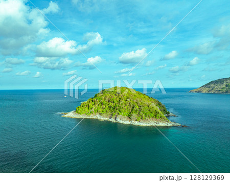 Aerial view Man island is in front of Phrom Thep. Aerial view Man island is in front of Phrom Thep. 128129369