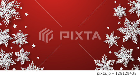 Christmas illustration with beautiful snowflakes Christmas illustration with beautiful snowflakes 128129438