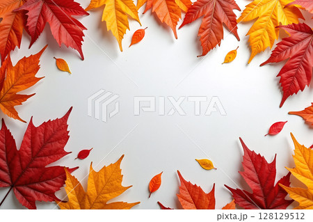 Colorful leaves on white background. Colorful leaves on white background. 128129512