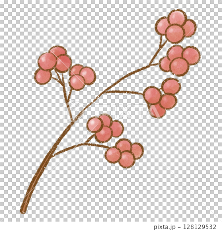 水彩風格的紅樹插圖|秋季植物圖案材料 128129532