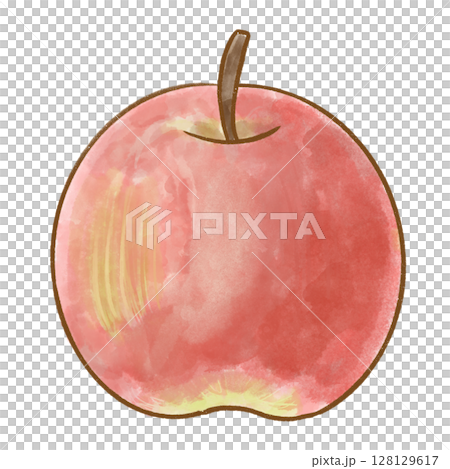 手繪水彩紅蘋果插畫 | 秋季水果主題素材 128129617