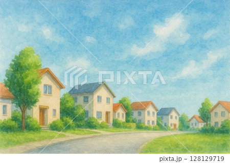 住宅街　青空 128129719