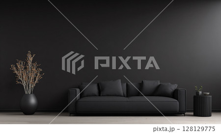Minimalist Black Living Room 128129775