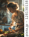 Woman Preparing Vegetables on Counter 128130138