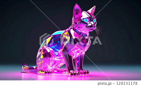 ピンクのガラスで出来た猫 128131178