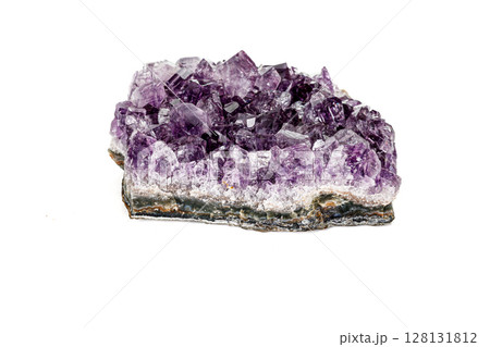 Amethyst Crystal Druse macro mineral on white background Amethyst Crystal Druse macro mineral on white background 128131812