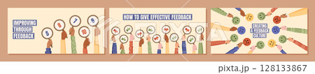 Cartoon feedback and review poster with hands holding rating signs set. Customer survey set illustrates comment, rate, and score concepts. Ideal for banner or satisfaction themes. Cartoon feedback and review poster with hands holding rating signs set. Customer survey set illustrates comment, rate, and score concepts. Ideal for banner or satisfaction themes. 128133867