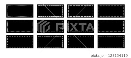 Set of black rectangle shapes with dashed...のイラスト素材 [128134119] - PIXTA