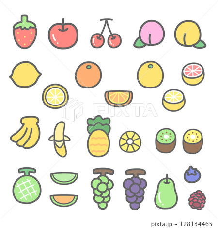 かわいいフルーツのイラストセット 128134465