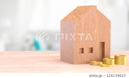 The House and coins for property or real estate concept 3d Rendering. The House and coins for property or real estate concept 3d Rendering. 128134623