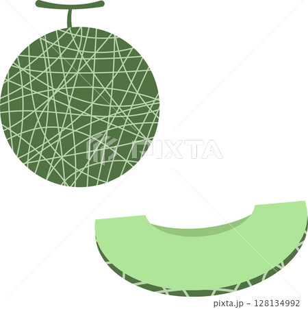 シンプルで可愛いメロンのイラスト素材セット 128134992