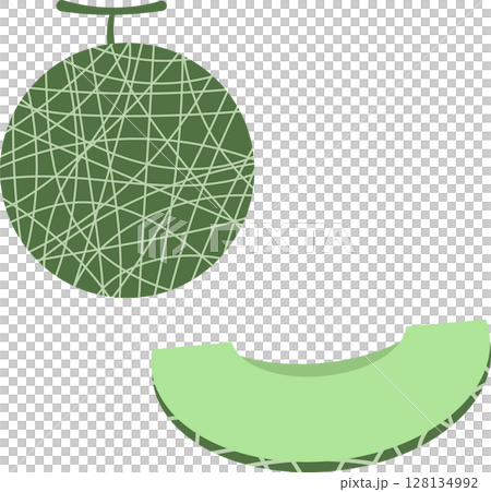 シンプルで可愛いメロンのイラスト素材セット 128134992