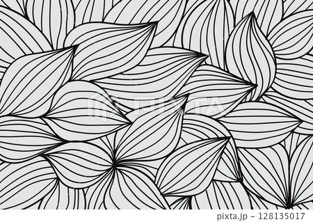 Elegant Abstract Floral Background. Line art summer Floral background template design. Hand drawn Line style leaves isolated white background. 128135017
