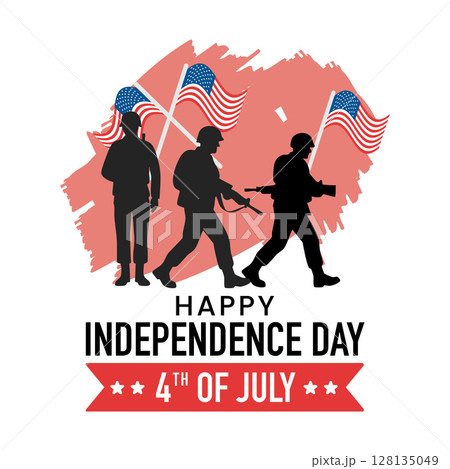 Happy independence day 4th of july with soldiers and flags Happy independence day 4th of july with soldiers and flags 128135049