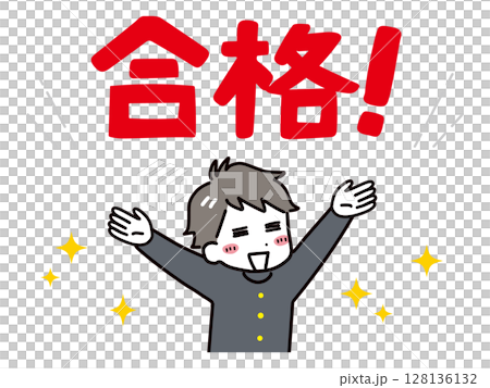 一名國中男生（上半身）很高興通過了考試 128136132