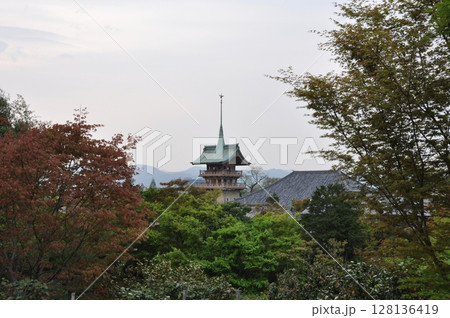 京都　東山　高台寺から祇園閣を望む 128136419