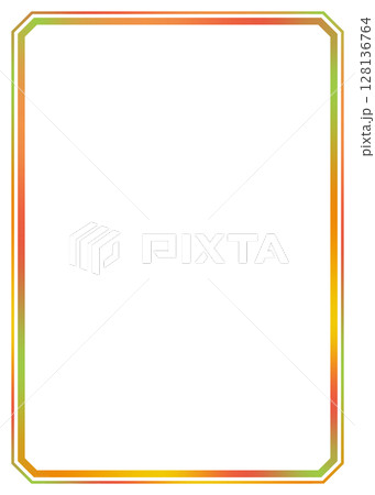 シンプルなハロウィン秋色フレーム枠イラスト素材　黄緑色オレンジ額縁　背景白バックpng 128136764