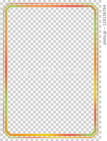 シンプルなハロウィン秋色フレーム枠イラスト素材　黄緑色オレンジ額縁　背景白バックpng 128136764