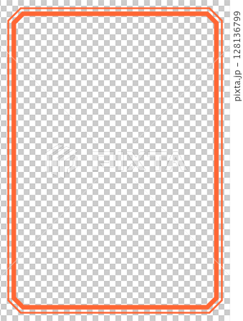シンプルな朱赤色オレンジのフレーム枠イラスト素材　額縁　背景白バックpng　ベクター 128136799