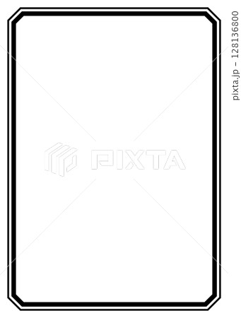 シンプルな黒縁フレーム枠イラスト素材　額縁　背景白バックpng 128136800