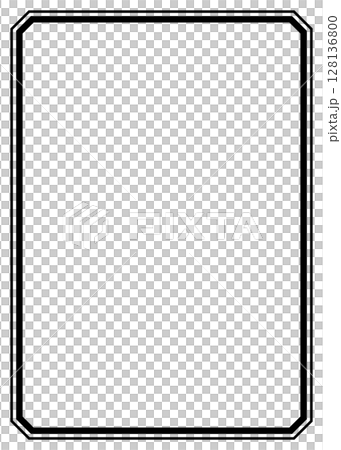 シンプルな黒縁フレーム枠イラスト素材　額縁　背景白バックpng 128136800