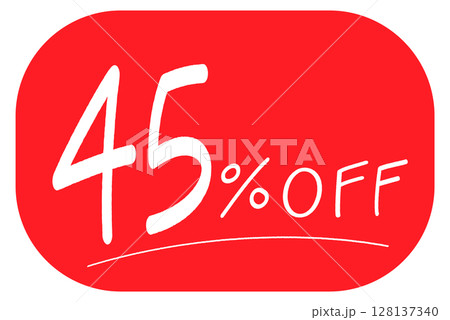 赤い背景の手描きの「45%OFF」のアイコン 128137340