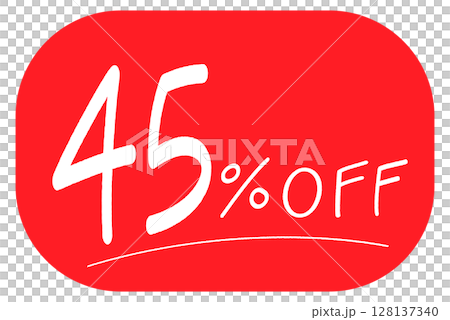 赤い背景の手描きの「45%OFF」のアイコン 128137340