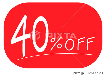 赤い背景の手描きの「40%OFF」のアイコン 128137341