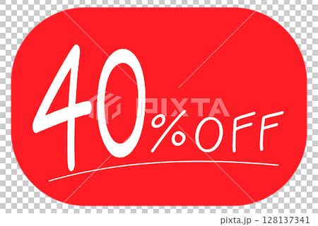 赤い背景の手描きの「40%OFF」のアイコン 128137341