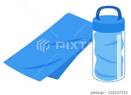 水で濡らして使う冷感タオル　冷却タオル　熱中症対策 128137352