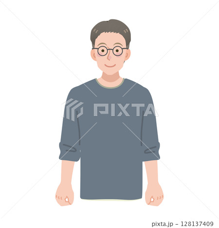 カジュアルな服装の眼鏡の男性 128137409