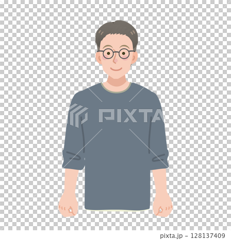 カジュアルな服装の眼鏡の男性 128137409