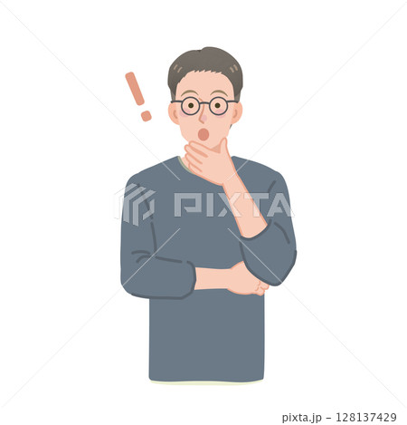 アイディアをひらめくカジュアルな服装の男性 128137429