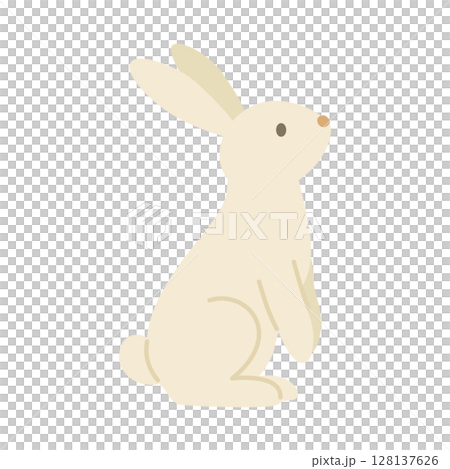 おとなしく座る白いうさぎのイラスト おとなしく座る白いうさぎのイラスト 128137626