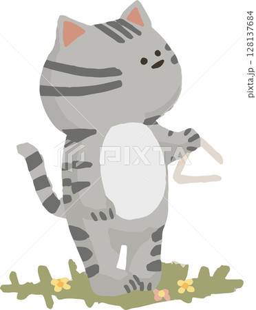 打楽器奏者のネコ　吹奏楽 128137684