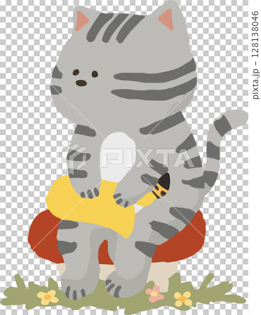 サックス吹きのネコ　吹奏楽 128138046