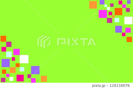 幾何学模様　フレーム　四角形　グリーン　カラフル 128138076